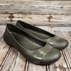CROCS Gianna Women's 10 Brown Mary Jane Slip-On Ballet Flats Waterproof Shoes